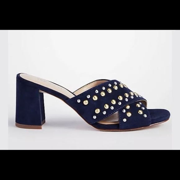 Ann Taylor SUEDE STUDDED SANDALS Block Heel 467428 - Picture 3 of 11